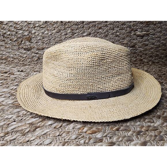 Scala Men's Fine Crochet Raffia Safari Hat with Leather Band Size L/XL Travel - Picture 1 of 10